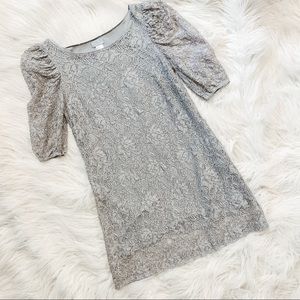 [H&M] Gray Floral Lace Overlay Mini Dress